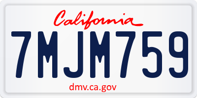 CA license plate 7MJM759