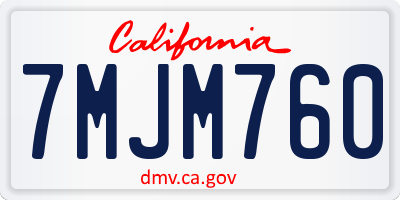 CA license plate 7MJM760