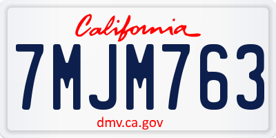 CA license plate 7MJM763