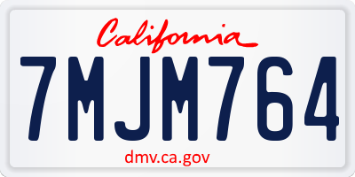 CA license plate 7MJM764