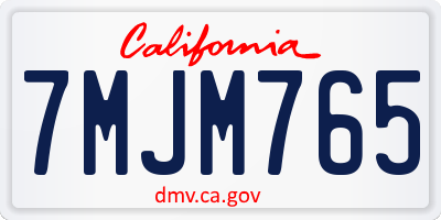 CA license plate 7MJM765