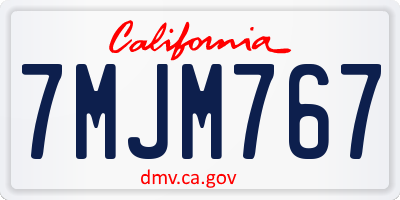 CA license plate 7MJM767