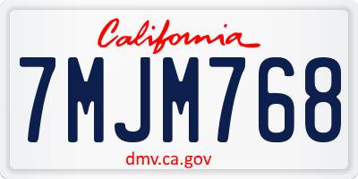 CA license plate 7MJM768