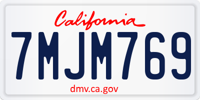 CA license plate 7MJM769