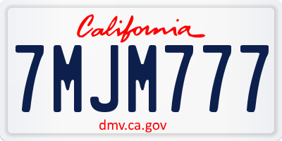 CA license plate 7MJM777