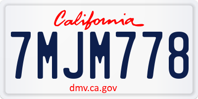 CA license plate 7MJM778