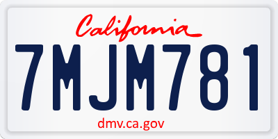 CA license plate 7MJM781