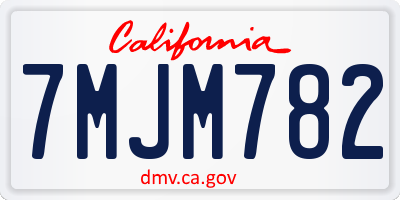 CA license plate 7MJM782