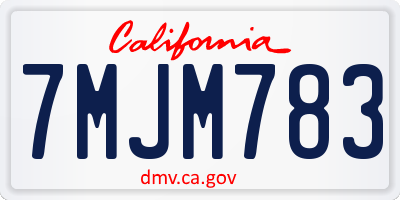 CA license plate 7MJM783