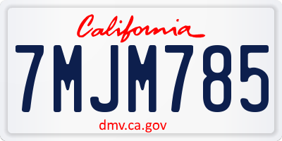 CA license plate 7MJM785