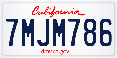 CA license plate 7MJM786