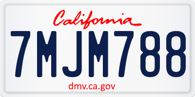 CA license plate 7MJM788