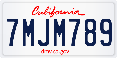 CA license plate 7MJM789