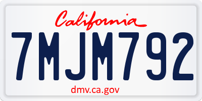 CA license plate 7MJM792