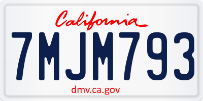 CA license plate 7MJM793