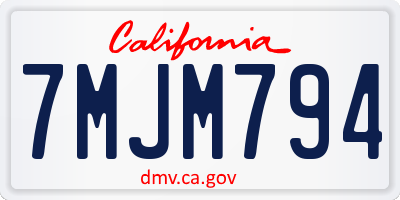 CA license plate 7MJM794