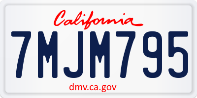 CA license plate 7MJM795