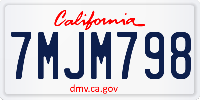 CA license plate 7MJM798