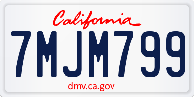 CA license plate 7MJM799