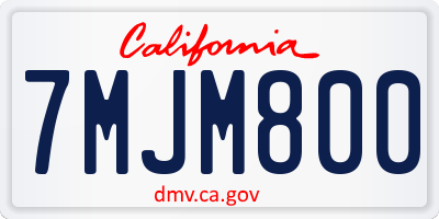 CA license plate 7MJM800