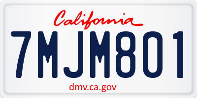 CA license plate 7MJM801