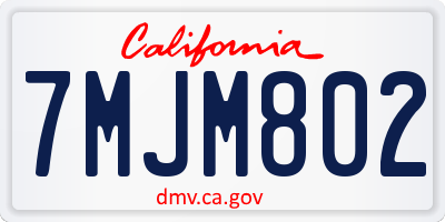 CA license plate 7MJM802