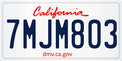 CA license plate 7MJM803