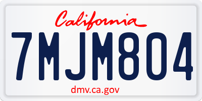 CA license plate 7MJM804