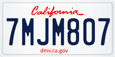 CA license plate 7MJM807