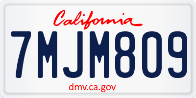 CA license plate 7MJM809