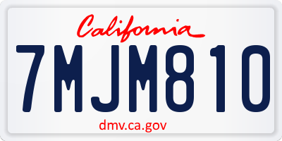 CA license plate 7MJM810