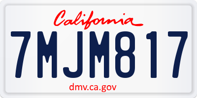 CA license plate 7MJM817