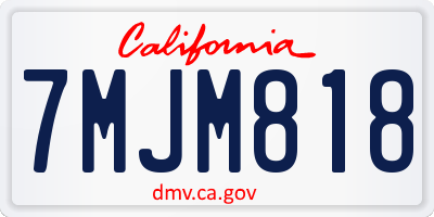 CA license plate 7MJM818