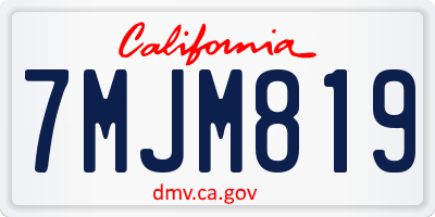 CA license plate 7MJM819