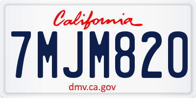 CA license plate 7MJM820