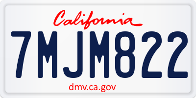 CA license plate 7MJM822