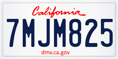 CA license plate 7MJM825