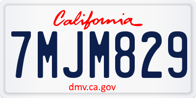 CA license plate 7MJM829