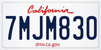 CA license plate 7MJM830