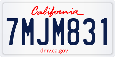 CA license plate 7MJM831