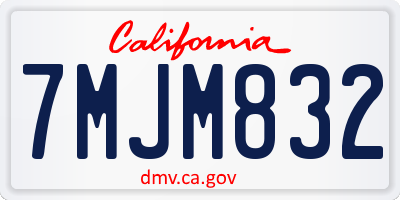 CA license plate 7MJM832