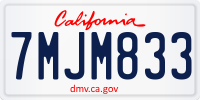 CA license plate 7MJM833