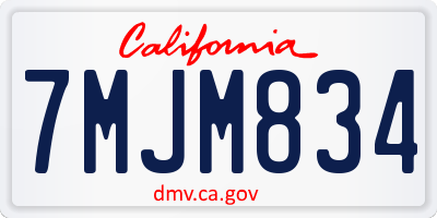 CA license plate 7MJM834