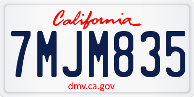 CA license plate 7MJM835