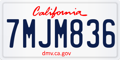 CA license plate 7MJM836