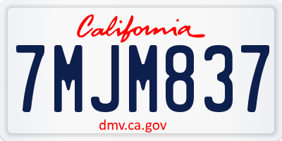 CA license plate 7MJM837