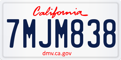 CA license plate 7MJM838