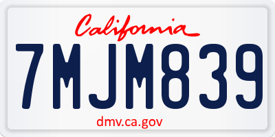 CA license plate 7MJM839