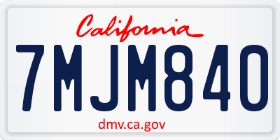 CA license plate 7MJM840