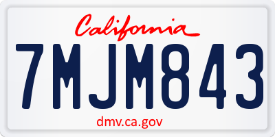 CA license plate 7MJM843